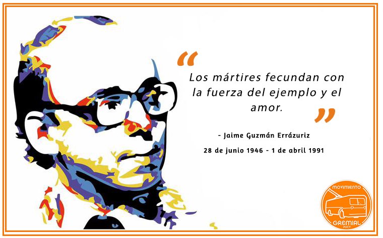 MGPUCV's tweet photo. Se conmemoran 30 años del cobarde asesinato a Jaime Guzmán Errazuriz, ex Senador, profesor universitario y fundador del Gremialismo.

Hoy más que nunca su memoria y la trascendencia de sus ideas son el combate más noble a la violencia política. https://t.co/nKWnDVqHZF