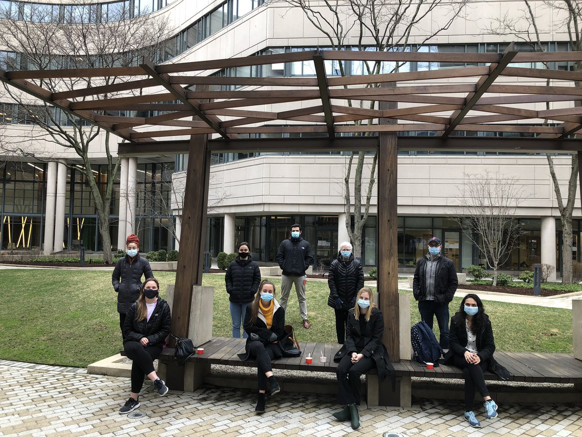MdColleen's tweet photo. Team in black is back! First in person lab meeting in over a year 🥳 #vaccine #masks #outside #itscold @BostonBurn_MS @ShrinersBoston @pediatricLIBRE @LibreProject @SpauldingRehab @MGHSurgery https://t.co/USAOByabAw