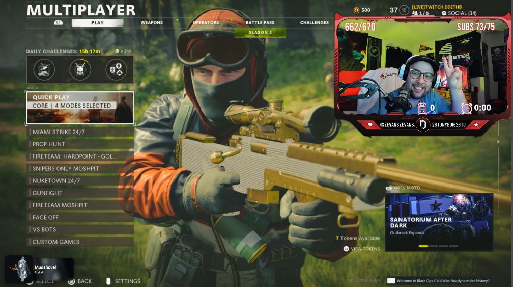 dDethb's tweet photo. PLAYING WITH VIEWERS STREAM ON COLD WAR! COME PLAY/HANG OUT WITH ME FOR THE NIGHT! 🖤@SinEternity @SnipersInSith #SithDeth
SUBS 73/75
FOLLOWERS 662/670
📺:https://t.co/UWSSM1QLgn https://t.co/h2Wu2Rsb1m