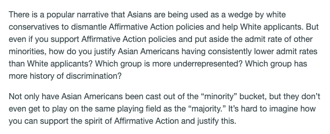 peteryin21's tweet photo. Wrote up my thoughts about an issue that I don't think is getting enough attention: Asian American discrimination in college admissions  https://t.co/sTfUmjMa8Q https://t.co/bU78jz73KN