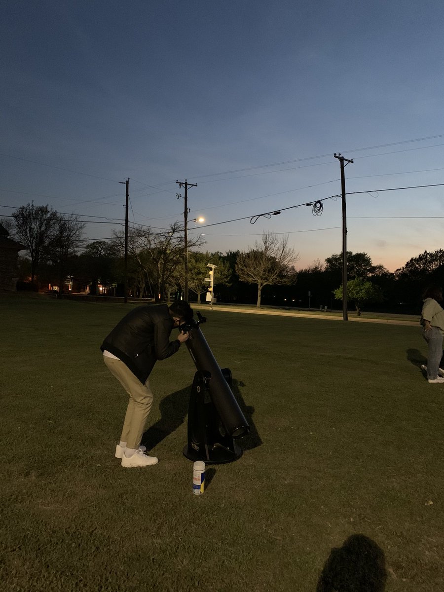 CHHS_Hannah's tweet photo. Just wrapped up our first socially distanced night lab. Kids enjoyed learning how to use the telescope and got to view Mars. They may have enjoyed the guest, little Tuffy (not pictured) a bit more though. @crumpscience #chhsastro https://t.co/bZfBldFRYV