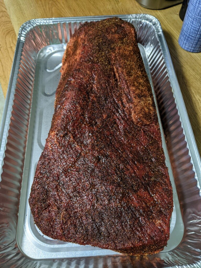 Halfinkedbbq's tweet photo. Got a brisket all prepped with @plowboysbbq bovine bold and #cattlemansgrillseasonings smoky chipotle and injected with @butcherbbq prime brisket injection.  Hitting smoke on the @yodersmokers YS640 tomorrow! #bbqteam #brisket #bbqporn #kcbs #kcbsbbq #rubyourmeat #lowandslow https://t.co/xUiISJkuIj