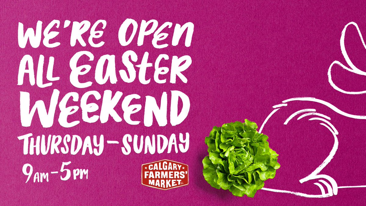 cfm_yyc's tweet photo. Who else is egg-cited for Easter? With plenty of spring cheer (and an abundance of chocolate), we are celebrating here at the Calgary Farmers Market. Put a little spring in your step and hop on over! We are open Thursday through Sunday from 9am to 5pm. #EasterYYC https://t.co/5cUWsRCSli