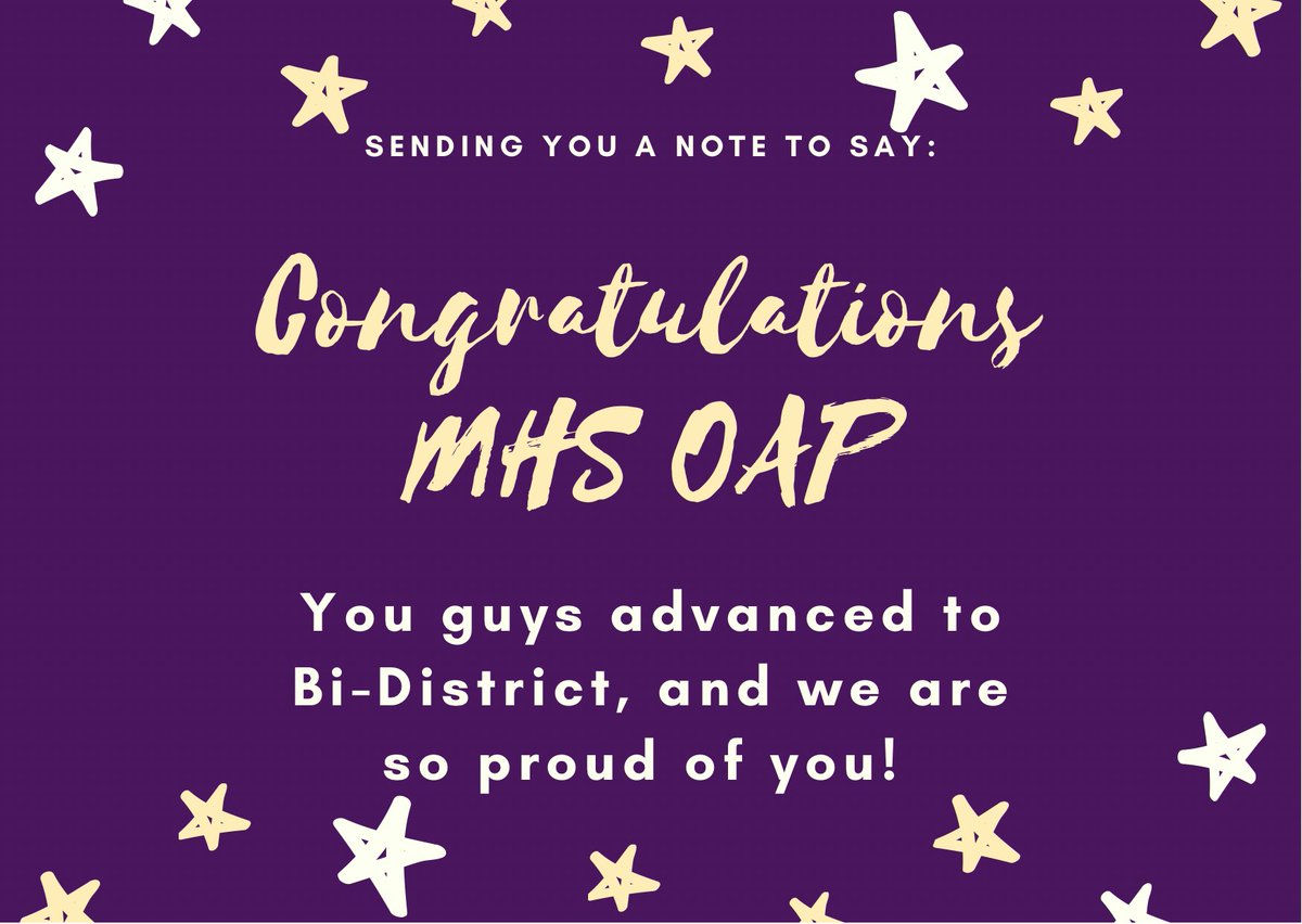 Congratulations MHS OAP! We are so proud and excited because you advanced all the way to the Bi-district competition! 🥳💛