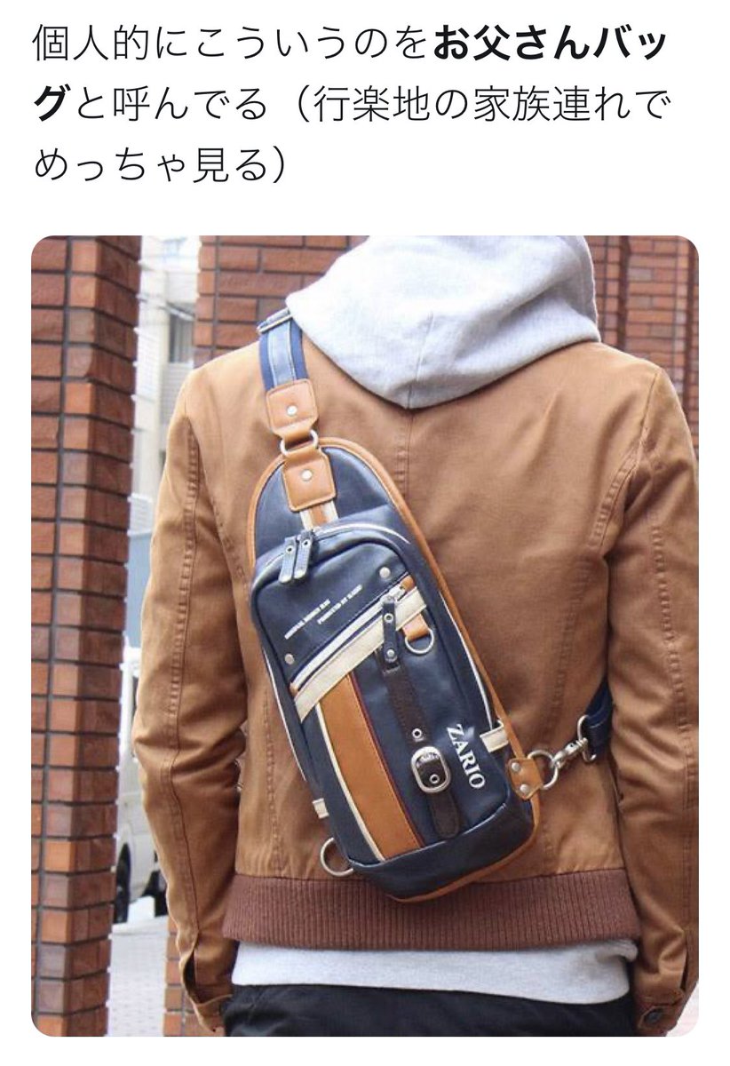 爺さんが爺臭い服を着ている理由が 自分が若い頃の格好をずっとしているから だというけどボディバッグも お父さんバッグ と言われるようになっている Togetter