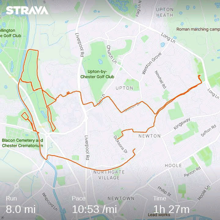 My first <a href="/gladiatorsrl/">Chester Gladiators RLFC</a> "run" from Chester to <a href="/DragonsOfficiel/">Dragons Catalans</a> in aid of @GS_Hospice. This effort a 13km trundle around Chester taking in the <a href="/Chesterparkrun/">Chester parkrun</a> a loop of the carpark outside <a href="/CardrehabCOCH/">Cardiacrehabchester</a> and a dodgy lap of the sticks at <a href="/KGVSportsHub/">King George V Community Sports Hub</a>

justgiving.com/crowdfunding/c…