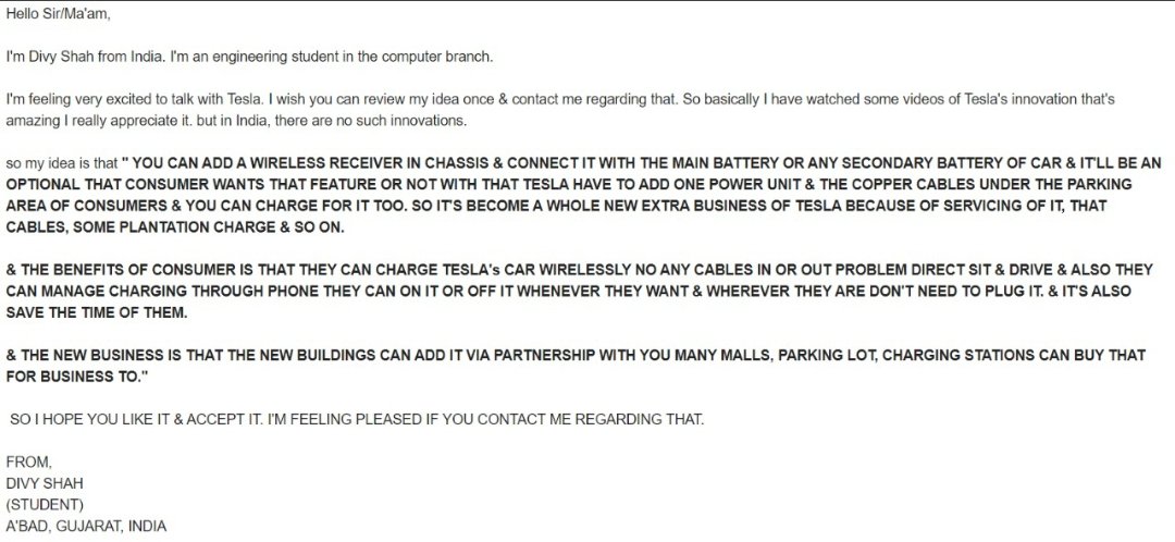 innovativedivy's tweet photo. @Tesla @elonmusk Hello sir kindly check it out i have mailed it tesla in November but i don't know it's a proper mail id or not..?
I want to share a idea but i can't contact you proper if possible check it out once.🙂 https://t.co/dsVoTiIoD3