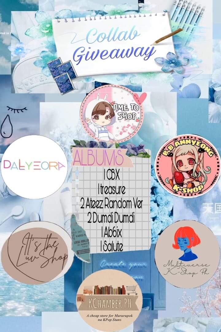 TIME_TOSHOP's tweet photo. COLLAB GA 

FOLLOW THE SHOPS BELOW

And get a chance to win

1 cbx album-1winner
2 ateez album-2 winners
2 dumdi dumdi-2 winners
1 ab6ix-1 winner
1 salute- 1 winner

Mechanics:
Tag 5 moots
Follow all the shops bellow open notif
Rt and like
Drop proof sa comment section https://t.co/yjBrle8SuO