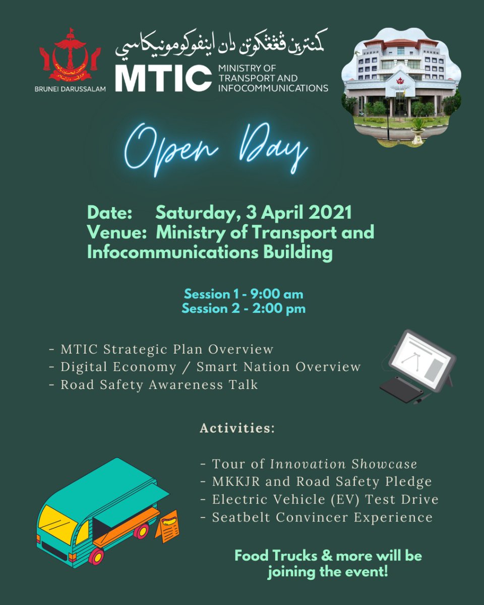 MTICbn's tweet photo. Come to MTIC's Open Day to learn more about MTIC. Test drive the future now with our very own Electric Vehicle and find out for yourselves why seat belts save lives. Visit our Innovation and Road Safety Showcase too - See you there! https://t.co/U4mcYBkWlc