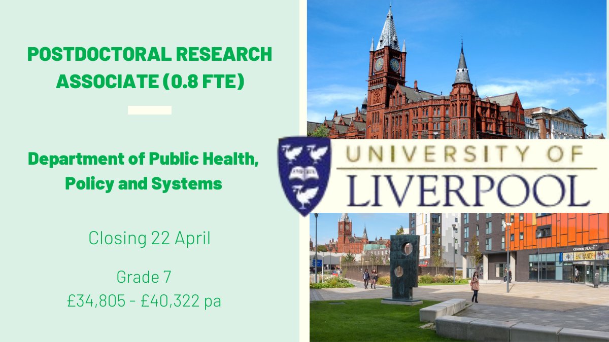 livunijobs's tweet photo. Are you a Postdoctoral Research Associate? We have an amazing opportunity to join our @livuniHLS department. Apply now: https://t.co/CrqDsvLHNZ #job #pdra #publichealth #policysystems @LivResearcher  📷McCoy Wynne https://t.co/hDOZVrH3CV