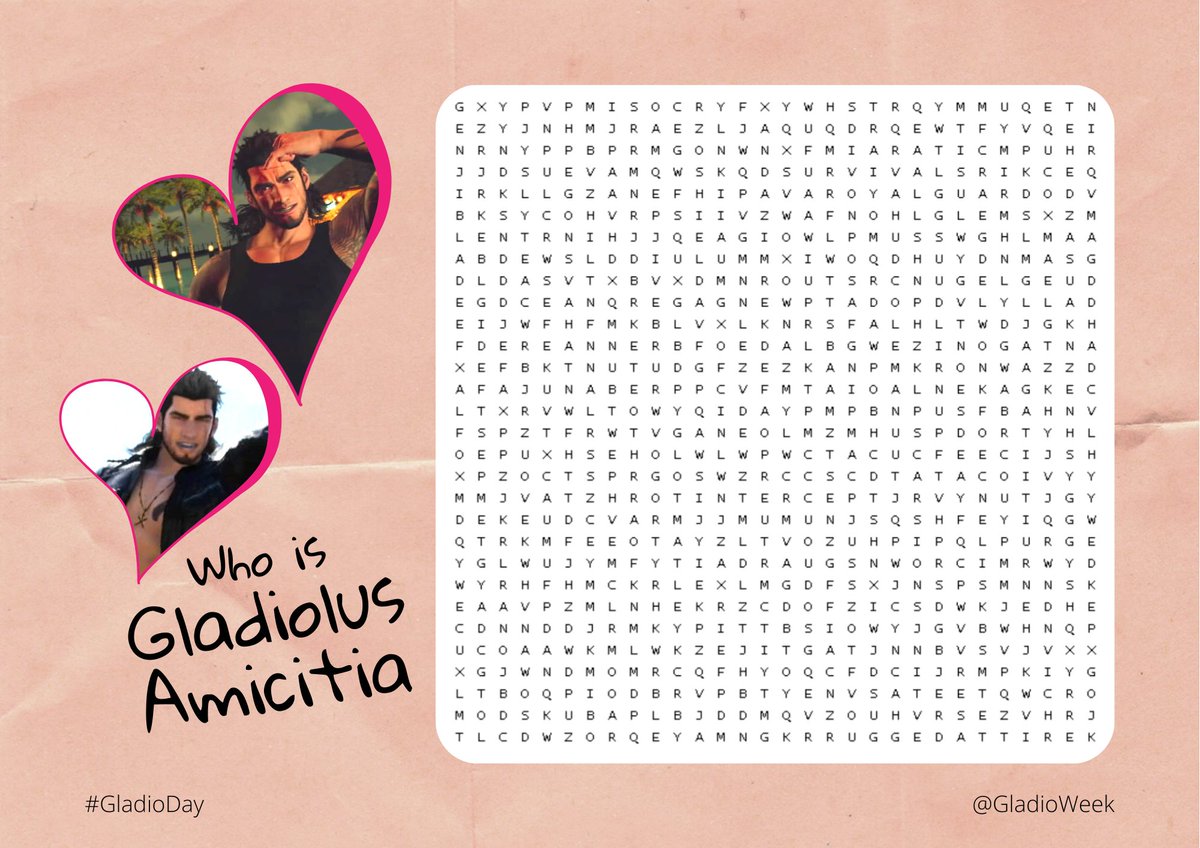 GladioWeek's tweet photo. Anyone up for a little fun on #GladioDay? 👀 Tag us if you found all the words! Correct answers will be shared after 24 hours. #HBDGladio https://t.co/TFS3zspztM