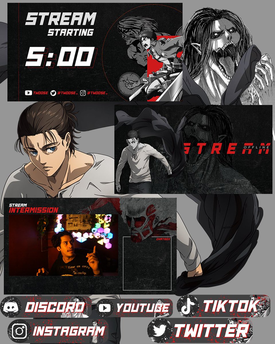 Twoose_'s tweet photo. Video is out Now!!

Free animated Stream Overlay. 
https://t.co/tlt5WAG0kZ
##AttackOnTitan #streaming #erenyeager #erenjeager #erenxmikasa #leviackerman #AOT #aotchapter139 #HajimeIsayama #ShingekiNoKyojin #twitchstream #Mikasa https://t.co/bPirPMCpX9