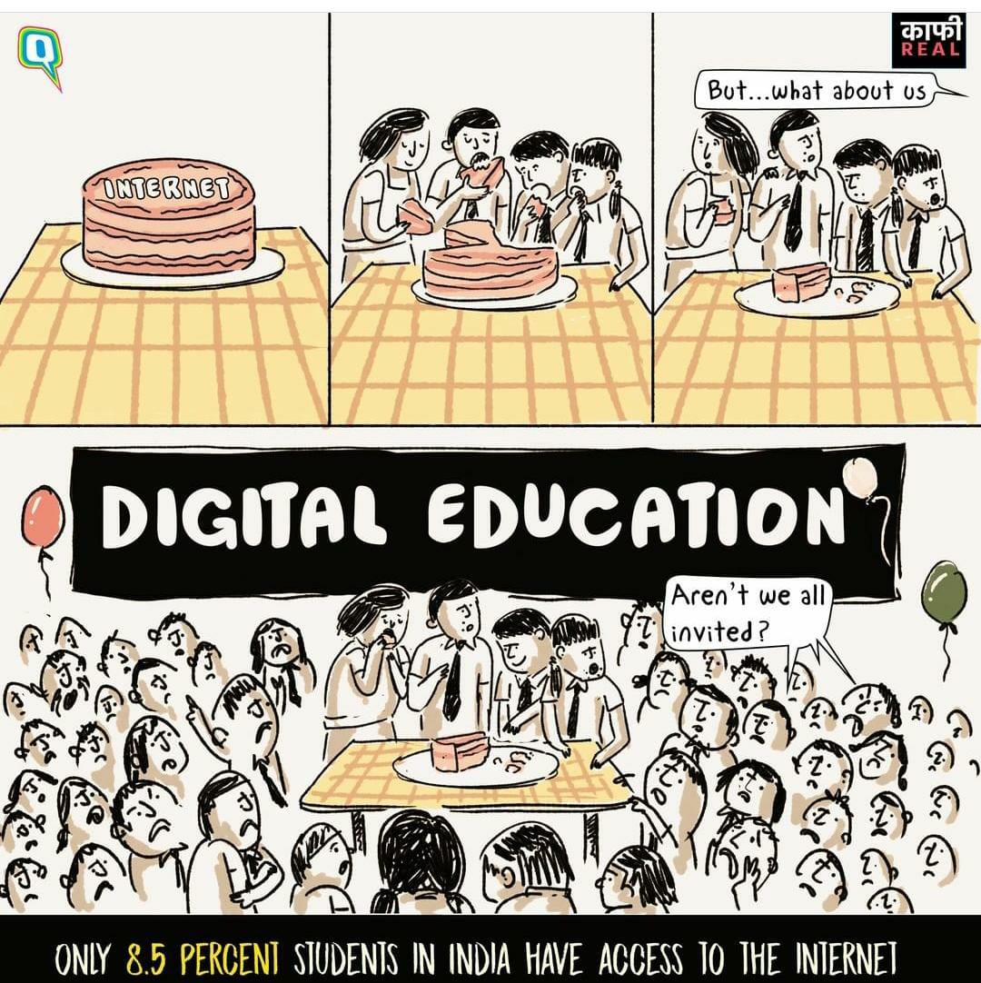 "The pandemic exposed embedded structural disparities between rural-urban, male-female, rich-poor, even in the digital world. The below illustration is a reality check. Let's build solutions which work for everyone while simultaneously solving for the acess issue. "
<a href="/TheQuint/">The Quint</a>