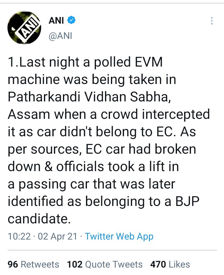 priyankagandhi's tweet photo. क्या स्क्रिप्ट है?

चुनाव आयोग की गाड़ी खराब हुई, तभी वहां एक गाड़ी प्रकट हुई। गाड़ी भाजपा के प्रत्याशी की निकली। मासूम चुनाव आयोग उसमें बैठ कर सवारी करता रहा।

प्रिय EC, माजरा क्या है? आप देश को इस पर कुछ सफाई दे सकते हैं? या हम सब मिलकर बोलें EC की निष्पक्षता को वनक्कम? https://t.co/LcQ4nFE3Xi