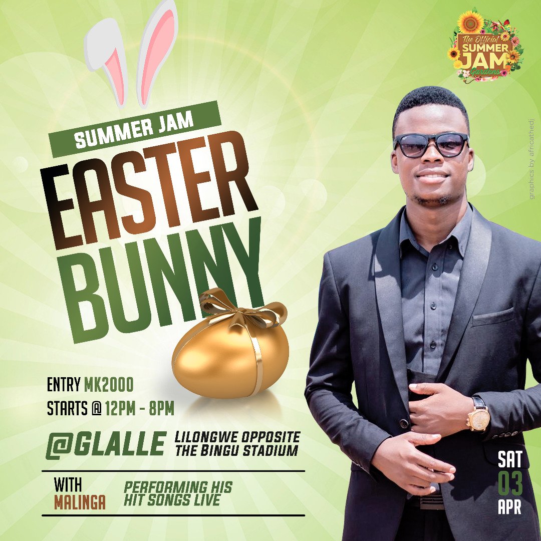 SummerJamG_mw's tweet photo. ,🚨🚨#Malingama X @martseMW 
@Vjice and #Djslow Make the LineUp for tomorrow #EasterBunny at the #SummerJamEasterWeekend at #Glallee Gardens in #Lilongwe 
Tell a friend to tell a friend 
#GoodvibezOnly 🔥🔥🔥⚡⚡
2k at the Door 🇲🇼🇲🇼
#AllCovid19measures to be observed 👌🤝 https://t.co/Cy96480Itl