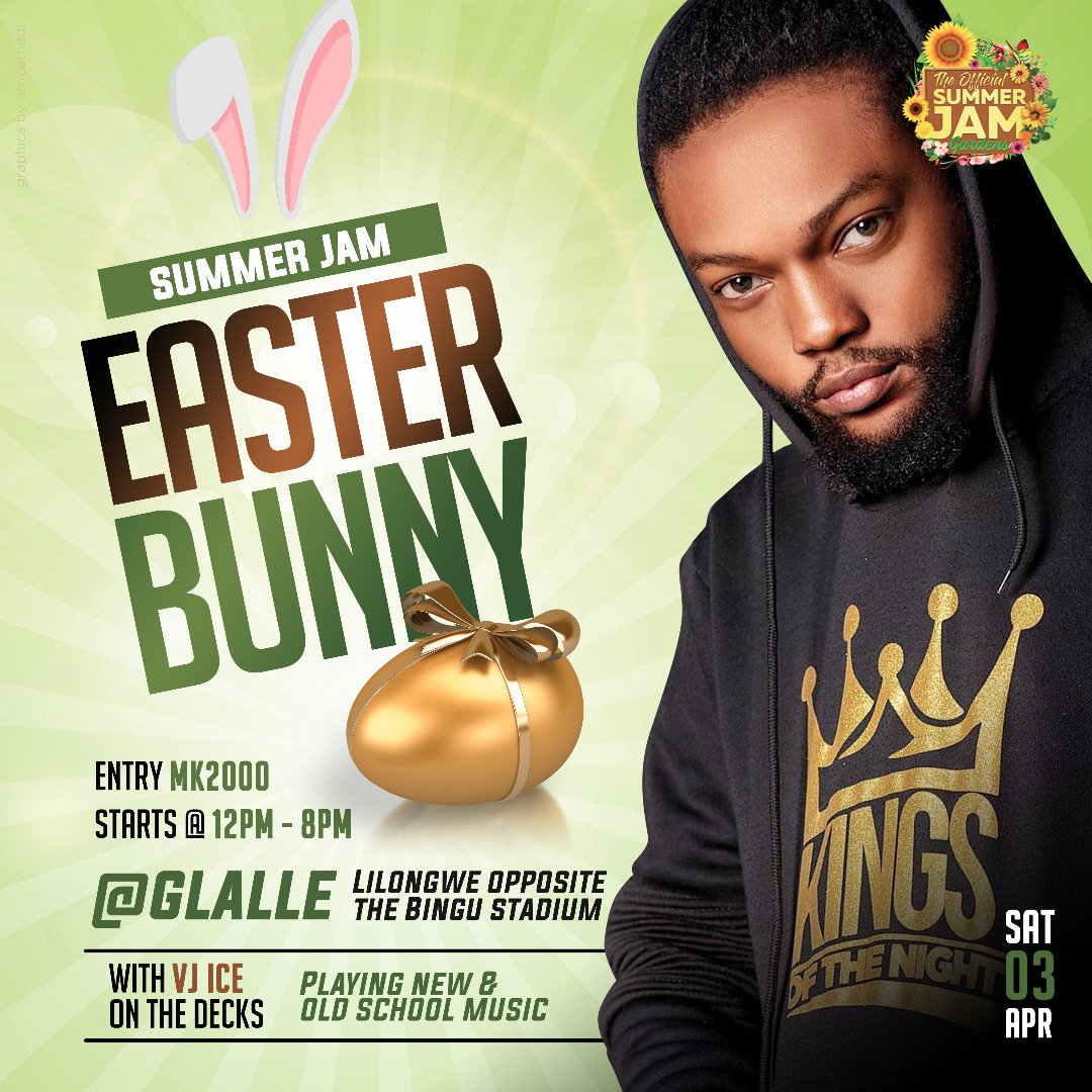 SummerJamG_mw's tweet photo. ,🚨🚨#Malingama X @martseMW 
@Vjice and #Djslow Make the LineUp for tomorrow #EasterBunny at the #SummerJamEasterWeekend at #Glallee Gardens in #Lilongwe 
Tell a friend to tell a friend 
#GoodvibezOnly 🔥🔥🔥⚡⚡
2k at the Door 🇲🇼🇲🇼
#AllCovid19measures to be observed 👌🤝 https://t.co/Cy96480Itl