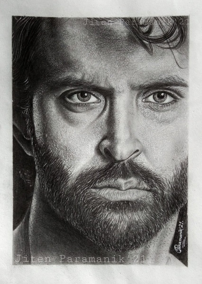 ArtsJiten's tweet photo. @iHrithik 
Art by me.
How is it friends???
Hyper realistic art.
Support me friends❤
#hyperralisticart #ArtofLegends #Artist #drawing #hrithikart #artistsontwitter #realisticart https://t.co/Qccb7hJiwp