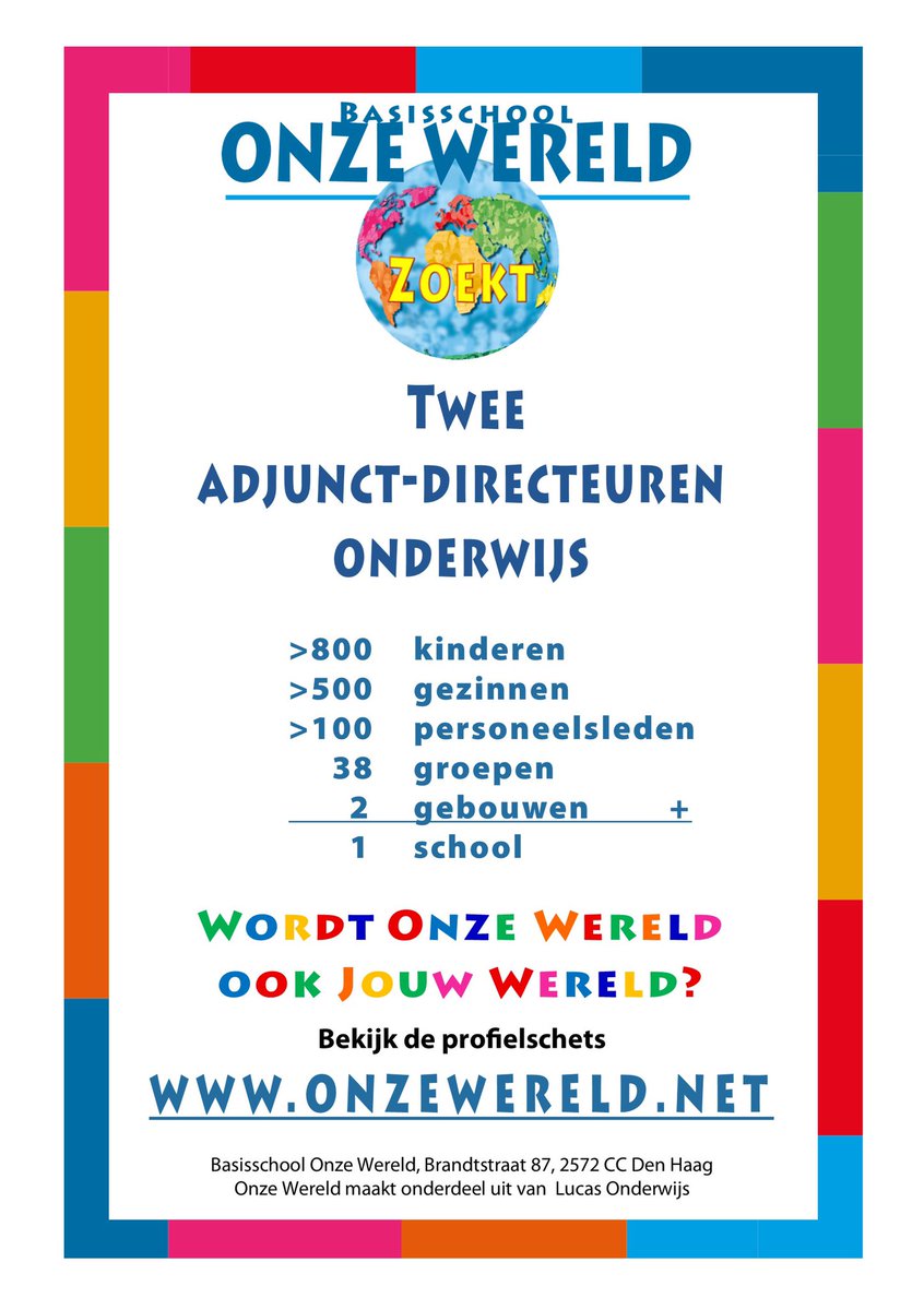 evadebrabander's tweet photo. Bs Onze Wereld is op zoek naar twee nieuwe adjuncten! https://t.co/mHaTc2B93B