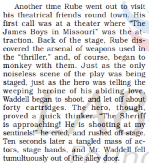 this baseball magazine article from 1917 describes a single night in which rube:- snuck backstage at a play and fired a gun 40 times- got attacked by a lion after "insulting" it (?)- told the police his injuries were from fighting off "highwaymen," was declared a hero