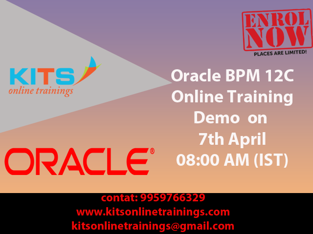 kits_trainings's tweet image. Kits Online Trainings invites you to enroll for the free demo session on a #oracle_bpm_12c by live industry experts on 7 th April 08:00 AM
kitsonlinetrainings.com/course/oracle-…
#oracle_bpm_12c #oracle_soa  #it  
Email : kitsonlinetrainings@gmail.com
phone: 9959766329