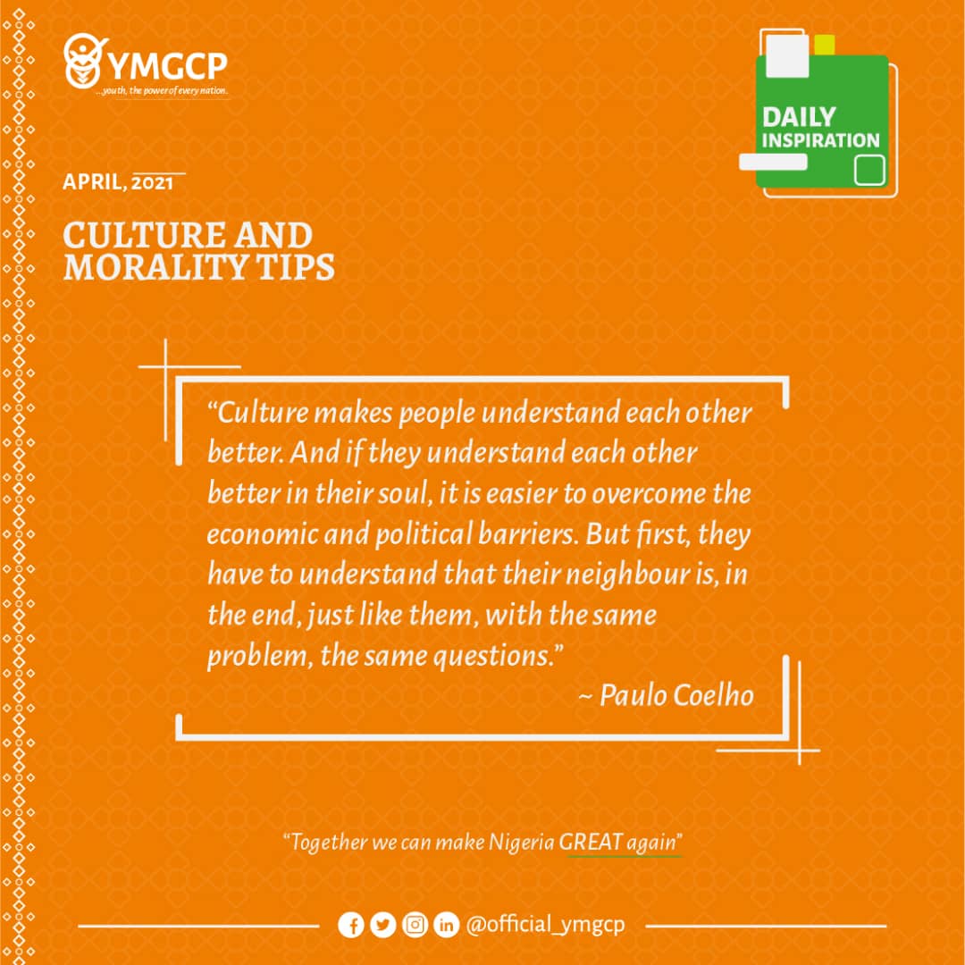 Official_ymgcp's tweet photo. We can't witness development until we grow the culture of understanding from other people's position.
#fridaymorning
#YMGC https://t.co/hqO8eYTiD6