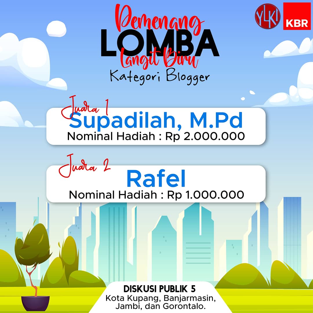 beritaKBR's tweet photo. Andai langit biru nan cerah bisa selamanya kita nikmati, tentu tak hanya berpengaruh pada lingkungan, tapi juga kesehatan.
Terima kasih rekan blogger, media dan persma yang mewartakan #ProgramLangitBiru di #WebinarLangitBiruKBRxYLKI @YLKI_ID
Ini dia pemenangnya, selamat ya! https://t.co/exjIBfpdTh