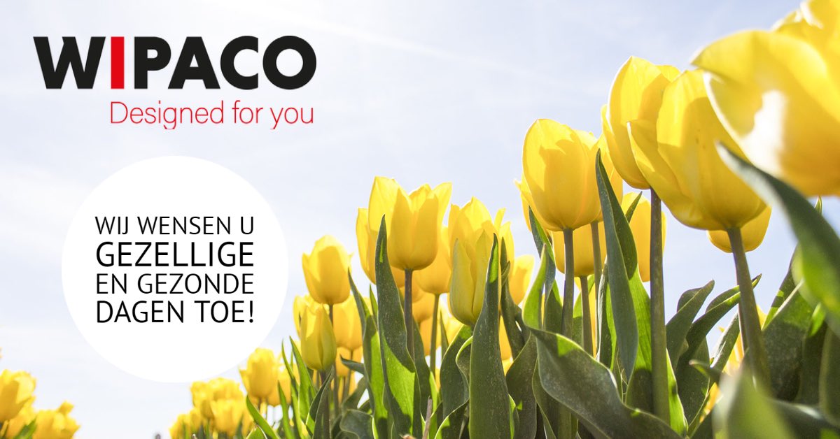 Wipaco is gesloten op de volgende dagen: 
2e paasdag op maandag 5 april 2021
ATV op maandag 26 april 2021
Koningsdag op dinsdag 27 april 2021
Hemelvaartsdag op donderdag 13 mei 2021
ATV op vrijdag 14 mei 2021
2e pinksterdag op maandag 24 mei 2021
Wij wensen U gezellige dagen!