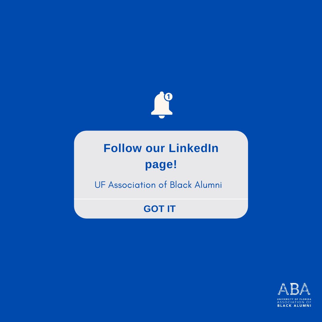 UFBlackAlumni's tweet photo. Are you following us? Stay connected on our LinkedIn page!
#UFBlackAlumni #UFABA #GoGators #GatorNation @ufalumni @UF https://t.co/WcrqxSHDDi