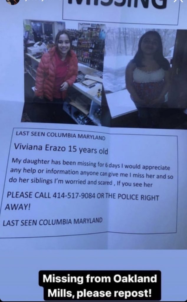 Missing from Columbia MD Please contact if you see her!