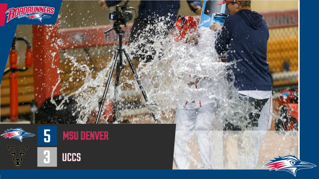 MSUDenverBSB's tweet photo. FINAL | No. 17 #MSUDenver 5, UCCS 3

⚾️@jcb0615: Walk-off 3-run HR
⚾️@KSoole27: 8 IP, 5 H, 1 ER, 11 Ks
⚾️@Caleb_Albaugh: 3-for-4
⚾️Reichle Arcilise: 1 IP, 3K (W)

🔴🔵#GetRowdy https://t.co/mIdKhDBvwQ