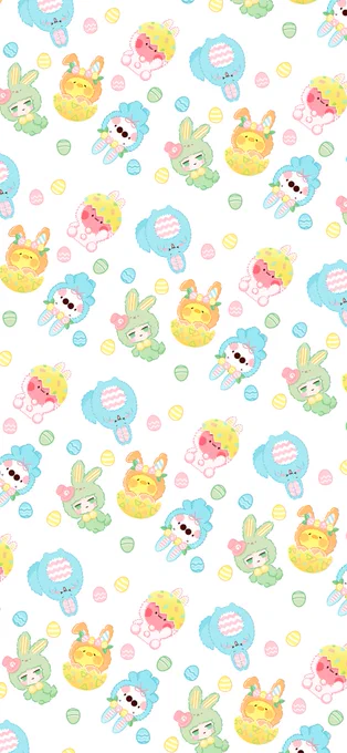 たいじ軍団とすももんでイースターのパターン壁紙つくりました🥚🌷お好みに合いましたら使ってください😊 