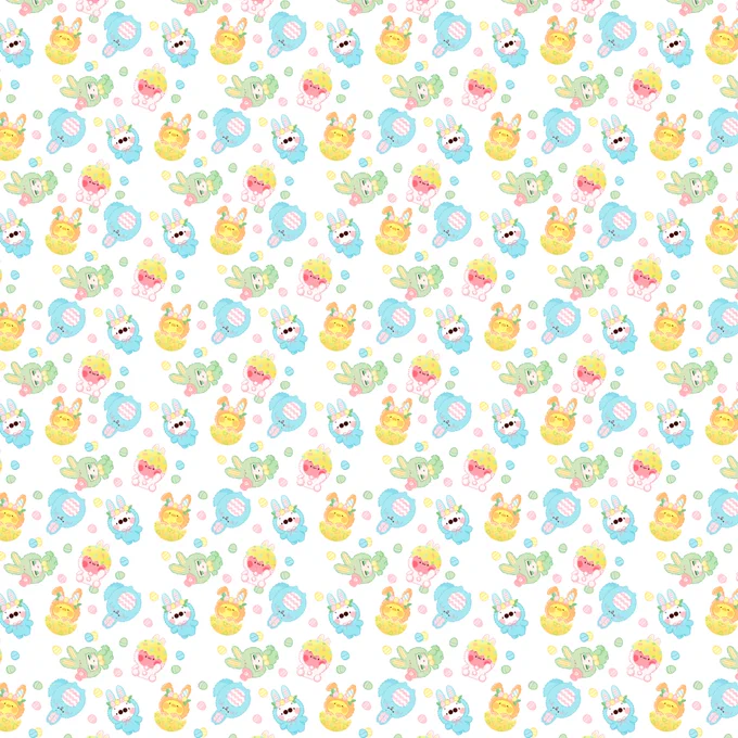 たいじ軍団とすももんでイースターのパターン壁紙つくりました🥚🌷お好みに合いましたら使ってください😊 