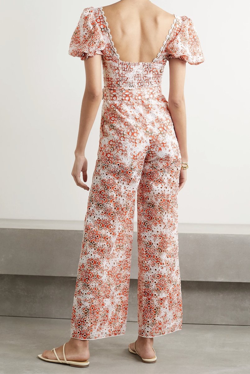 What2WearWhere's tweet image. Made from floral-print broderie anglaise cotton-blend, @CharoRuizIbiza’s 'Pippa' jumpsuit has a comfortable shirred bodice and voluminous cap sleeves. 

rstyle.me/+abkRn0-pXqaCs…

#jumpsuit #springandsummer @netaporter #netaporter #capsleeves