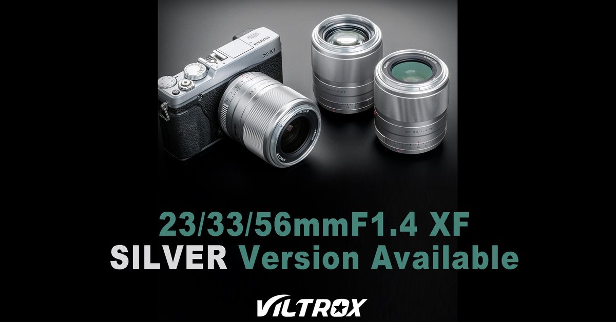 ViltroxOfficial's tweet photo. Here comes the SILVER version of Viltrox 23/33/56mmF1.4 X-series lens ! ! 💥🔥
Details here https://t.co/3wcNmq8T6x
#viltrox23mmXF
#viltrox33mmXF
#viltrox56mmXF
#silverlens
#fujisilver
#fujifilmXseires
#fujirumors
#viltroxfuji
#fujiviltrox https://t.co/rjAMfY2P9T