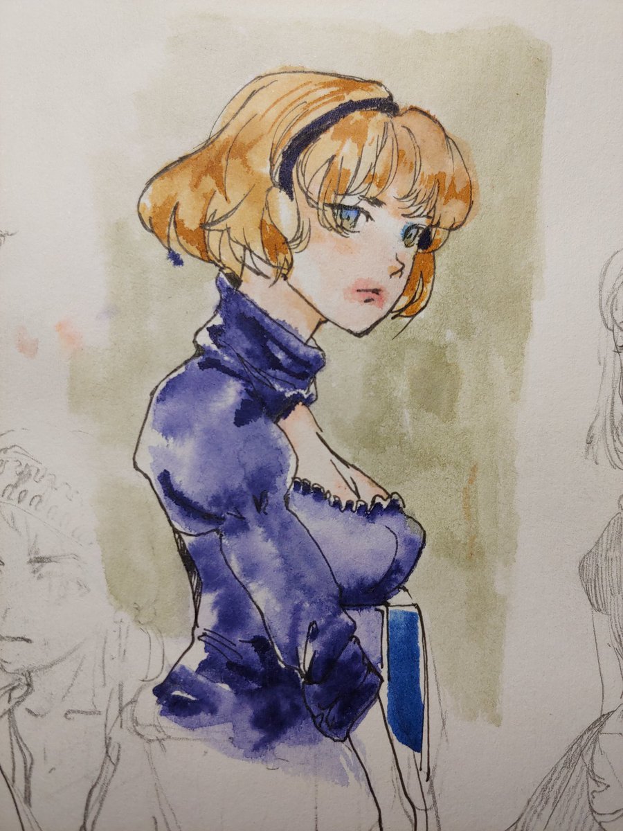 That smudge when I tried to add lipstick... I need to control the water better.. 😅 with Kuretake clean color real brush on sketchbook