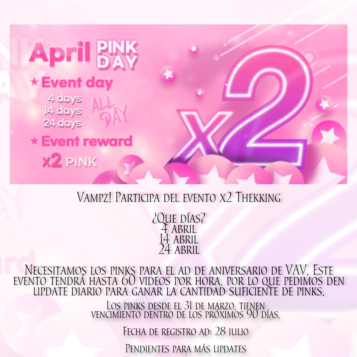 vavpuertorico's tweet photo. Vampz! Participen del evento en Thekking a llevarse los días 4,14 y 25 de abril, donde podrán ver hasta un maximo de 60 videos por hora. Debemos recolectar la cantidad de pinos necesarias para el Bus Ad de aniversario para VAV. 

¿Tienes dudas? Comunícate al dm https://t.co/o1HCenbUrx