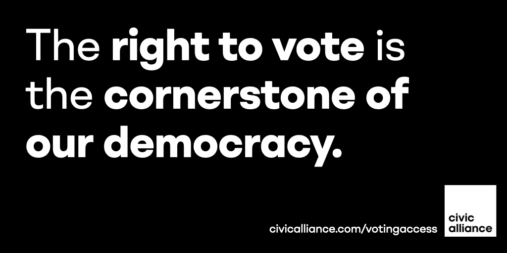 CivicAlliance's tweet photo. There are hundreds of bills threatening to make voting more difficult in dozens of states nationwide. 

The @CivicAlliance represents 100+ CEOs and companies in a unified message to call on elected officials to protect voting access. 

Visit https://t.co/525thaUHVr #fordemocracy https://t.co/5owgcK2G0Q