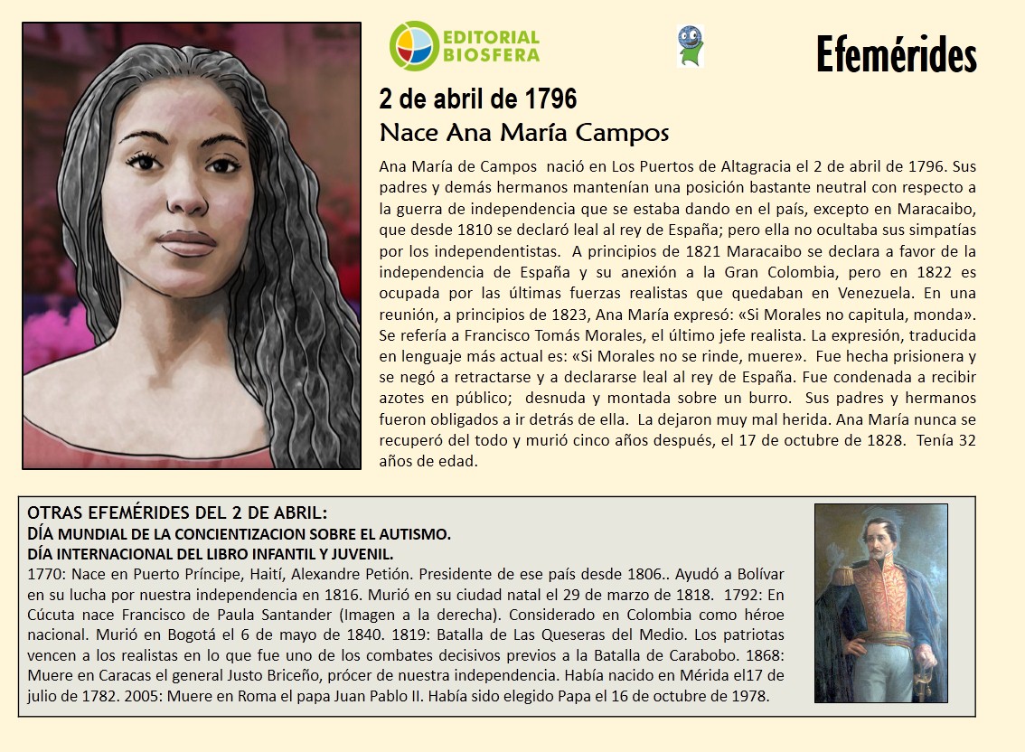 EBiosfera's tweet image. #02Abril #2deAbril #Efemerides #AnaMariaCampos #Santander #JuanPabloII #QueserasDelMedio