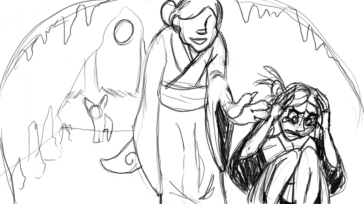 tiredmoonstudio's tweet photo. Some bonus sketches by our creature artist! These were some of the possible designs for the bad ending #conceptart #indiedev #indiegame #indieartist #badending #thelittleredlie https://t.co/sCb4p2vcRX