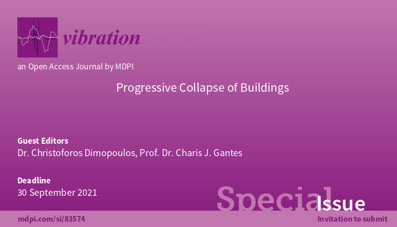 Vibration_MDPI's tweet image. Special Issue: Progressive Collapse of Buildings 
Edited by Dr. Christoforos Dimopoulos and Prof. Dr. Charis J. Gantes @TeesUniSCEDT @TeessideUni 
Open for submissions
#StructuralRobustness
#ProgressiveCollapse
#SteelBuildings
mdpi.com/si/83574 via @MDPIOpenAccess