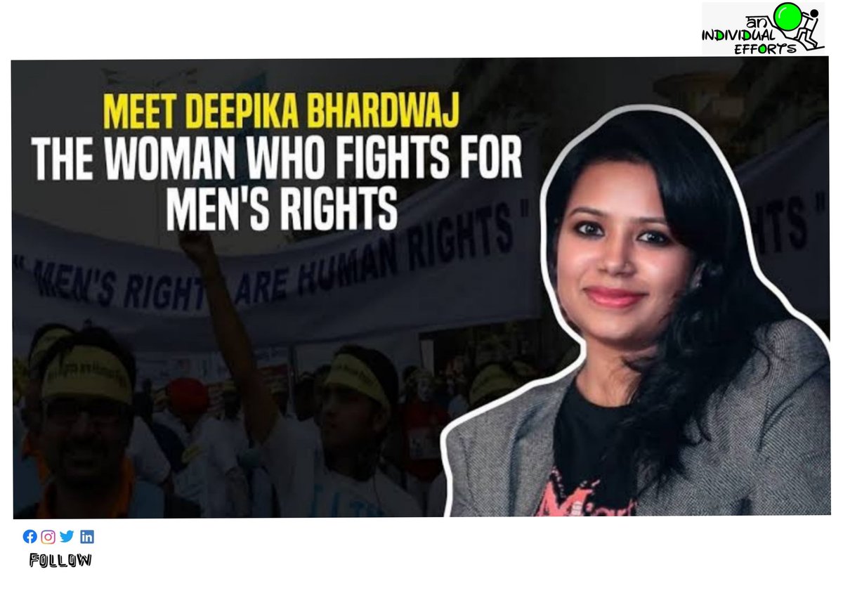 soleefforts's tweet photo. Deepika Narayan Bhardwaj (born December 4, 1986) is an Indian journalist, documentary film-maker and men's rights activist.
#anindividualefforts
#deepikabhardwaj #indianjournalist #filmmaker #mensrightactivist #formerjournalist #women #fightingformensright #menrights #mostabused https://t.co/4WYvhNQCos