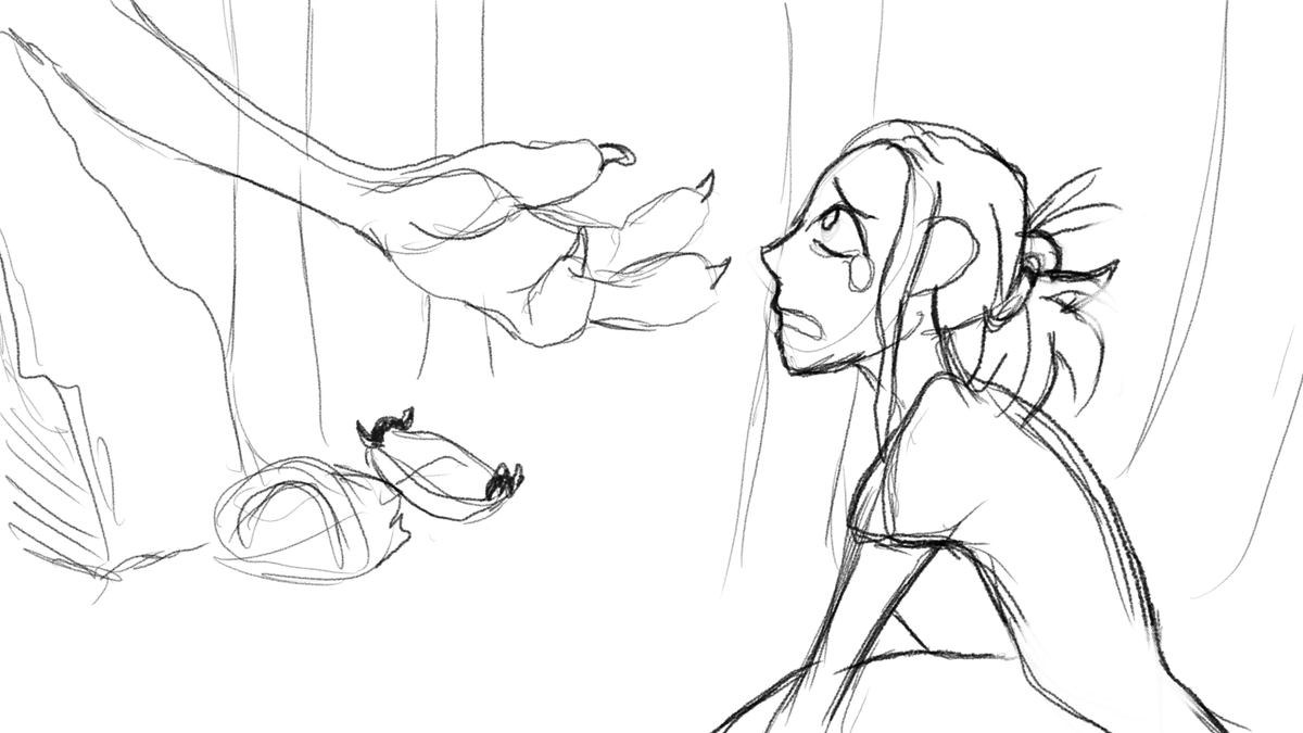 tiredmoonstudio's tweet photo. Some bonus sketches by our creature artist! These were some of the possible designs for the bad ending #conceptart #indiedev #indiegame #indieartist #badending #thelittleredlie https://t.co/sCb4p2vcRX