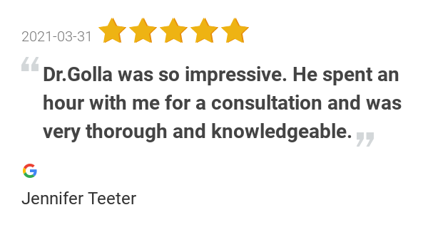 golla_center's tweet photo. New 5.0-star Review: "Dr.Golla was so impressive. He spent an hour with me for a consultation and was very... https://t.co/KHcqJRiYgv