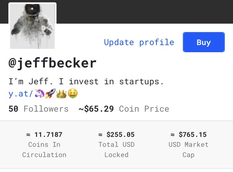 Wonder what this screenshot will look like in the future. bitclout.com/u/jeffbecker