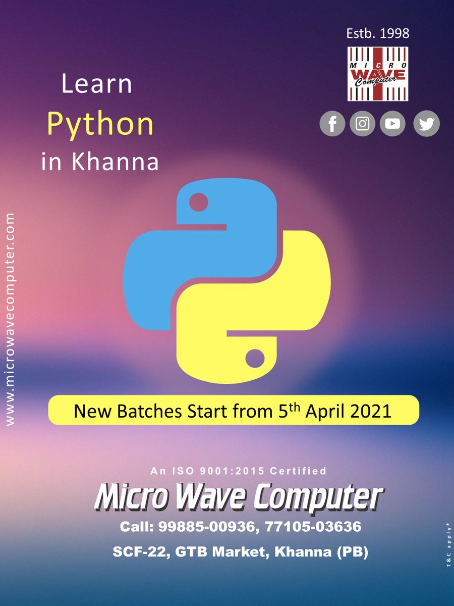 Learn Python Programming Language in Khanna.
#python #programming #coding #java #javascript #programmer #snake #developer #html #code #coder #ballpython #reptile #snakes #reptiles #technology #php #css #linux #pythonsofinstagram #friday #goodfriday #mwc #khanna #punjab #india