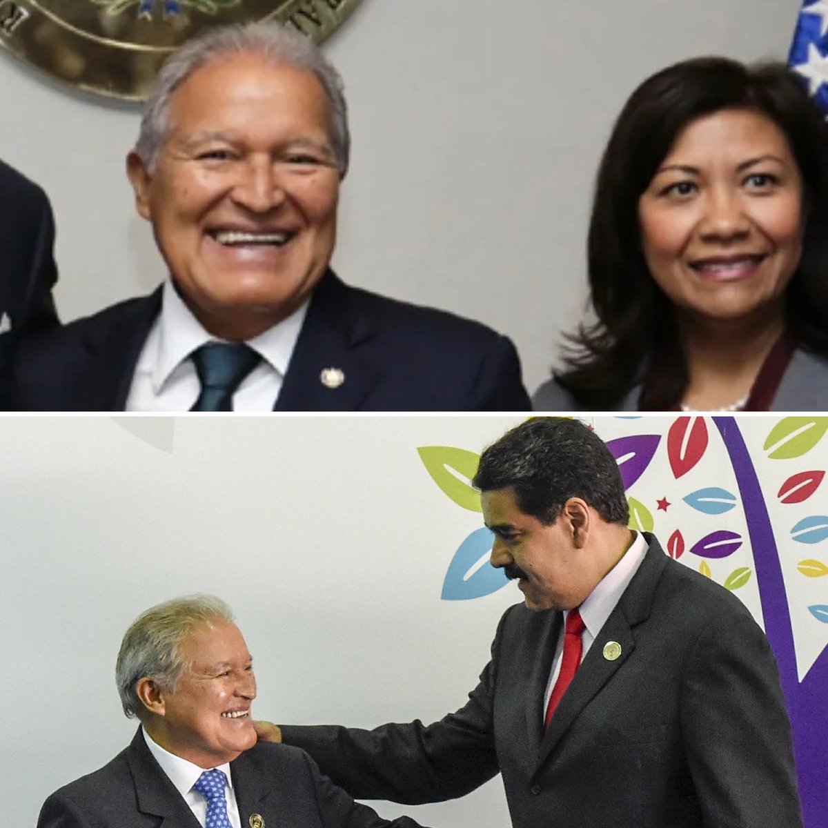 sociedadcivilsv's tweet photo. @NormaJTorres @nayibbukele Here is a picture of you with the person who was President when that family fled our country. And a picture with his most loyal friend, as a bonus. https://t.co/qk05Y1GkHm