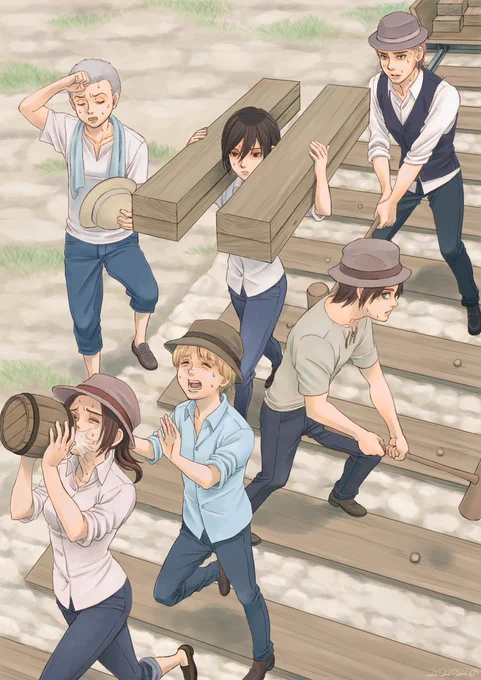 線路工事団  

#進撃の巨人 #aot #エレン #ミカサ #アルミン #ジャン #コニー #サシャ 