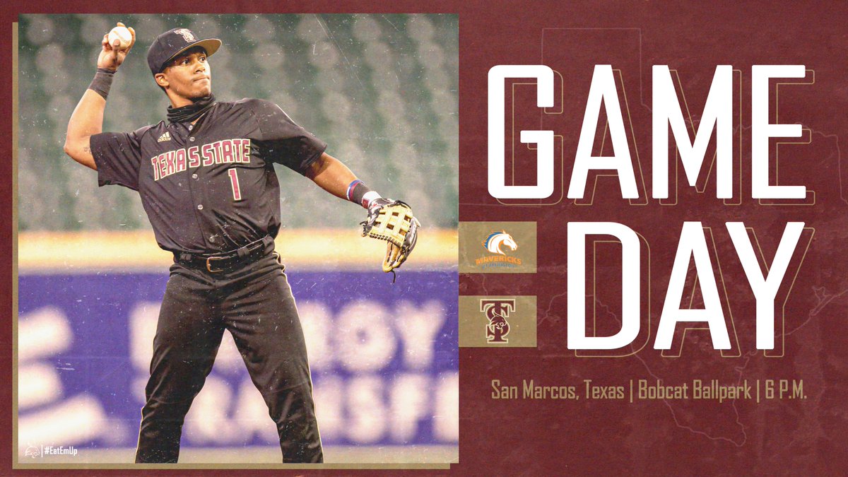 TxStateBaseball's tweet photo. GAME DAY! Time to win the series tonight!

📍: Bobcat Ballpark
🕕: 6 p.m.
📺: https://t.co/X7vEeLUP83
📊: https://t.co/WvyfPJIsro

#EatEmUp #ComebackStrong #SunBeltBB https://t.co/6VEQHbUZcA