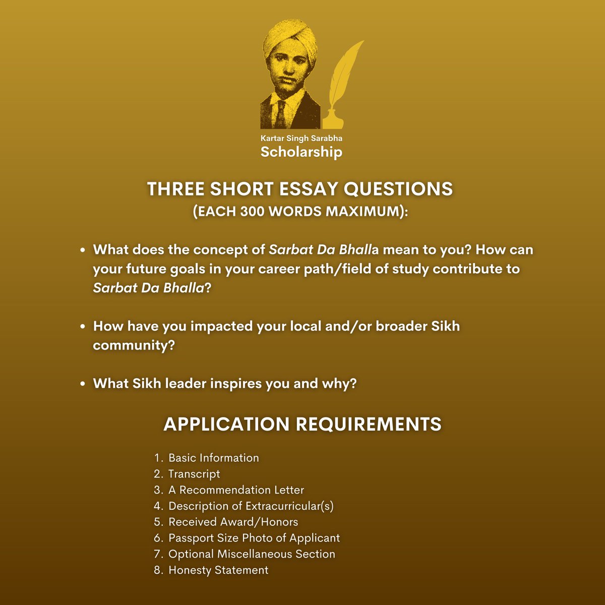 UCBSSA's tweet photo. We have started our first ever scholarship in collaboration with @USMnetwork! This application is open to all Sikh-Punjabi students who are about to attend a 2-4 year college or currently attending a 2-4 year college. Apply here: https://t.co/13O4CsAPPN https://t.co/KQxAlxQlzT