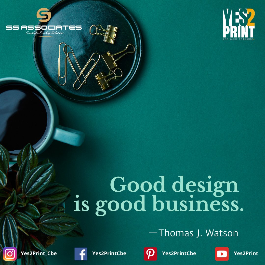 yes2print_cbe's tweet photo. Good Design is good business.
- Thomas J.Watson.
#fridayvibes #friday #yes2print #ssassociates #screenprinting #screenprinters #largeformatprinting #Sunpack #sunpackadvertising #coimbatore #printing #design #corporategifts #acrylic #ledproducts https://t.co/LunZsRGaOp